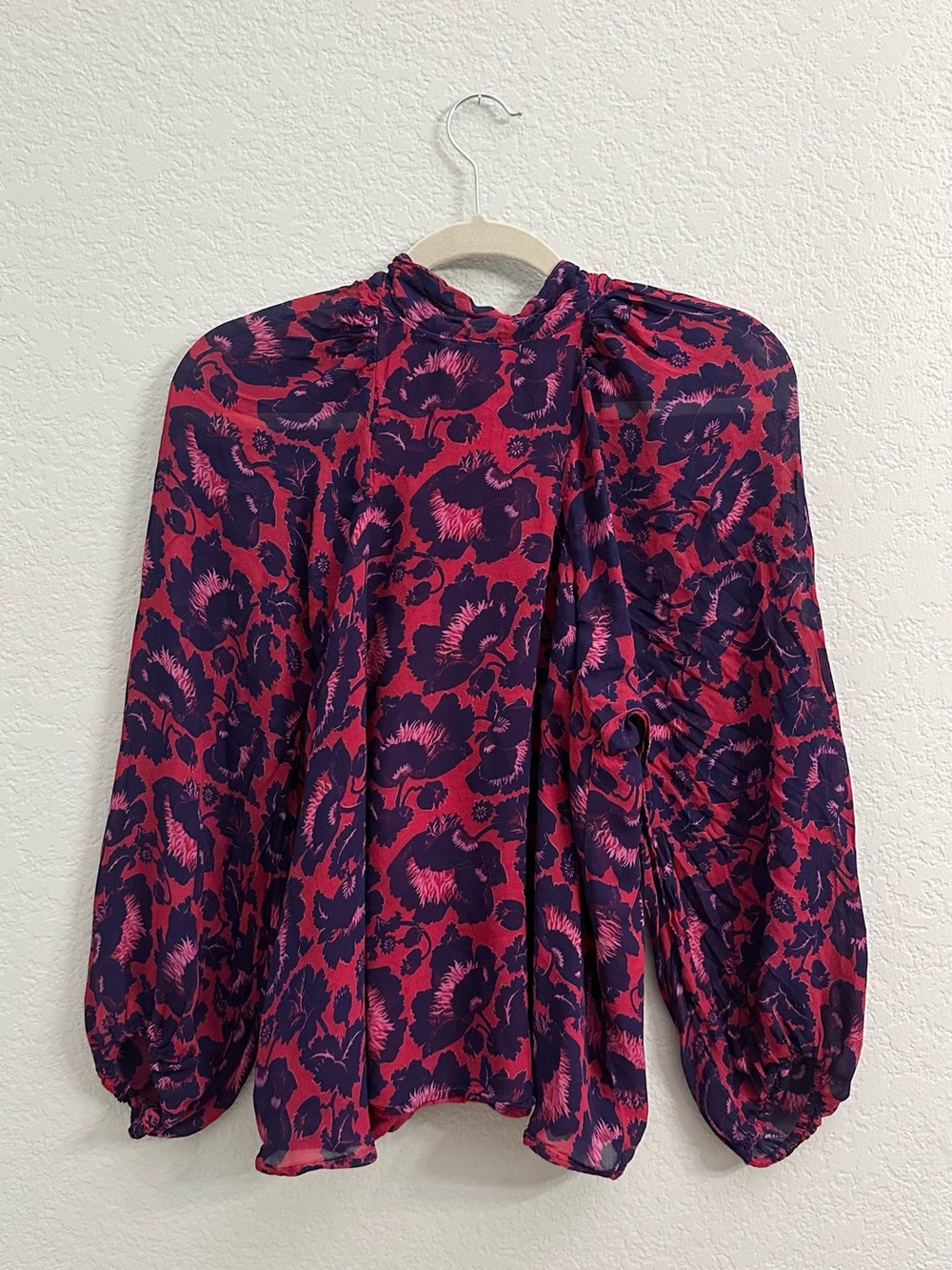 Maeve Anthropologie Floral Tie Neck Open Back Blouse M
